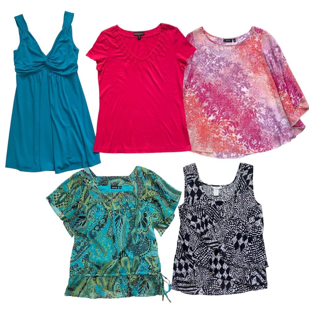 Lot of 5 Apt 9 Dressbarn Dana Buchman Spring Summer Shirts Tops Blouses Size Med